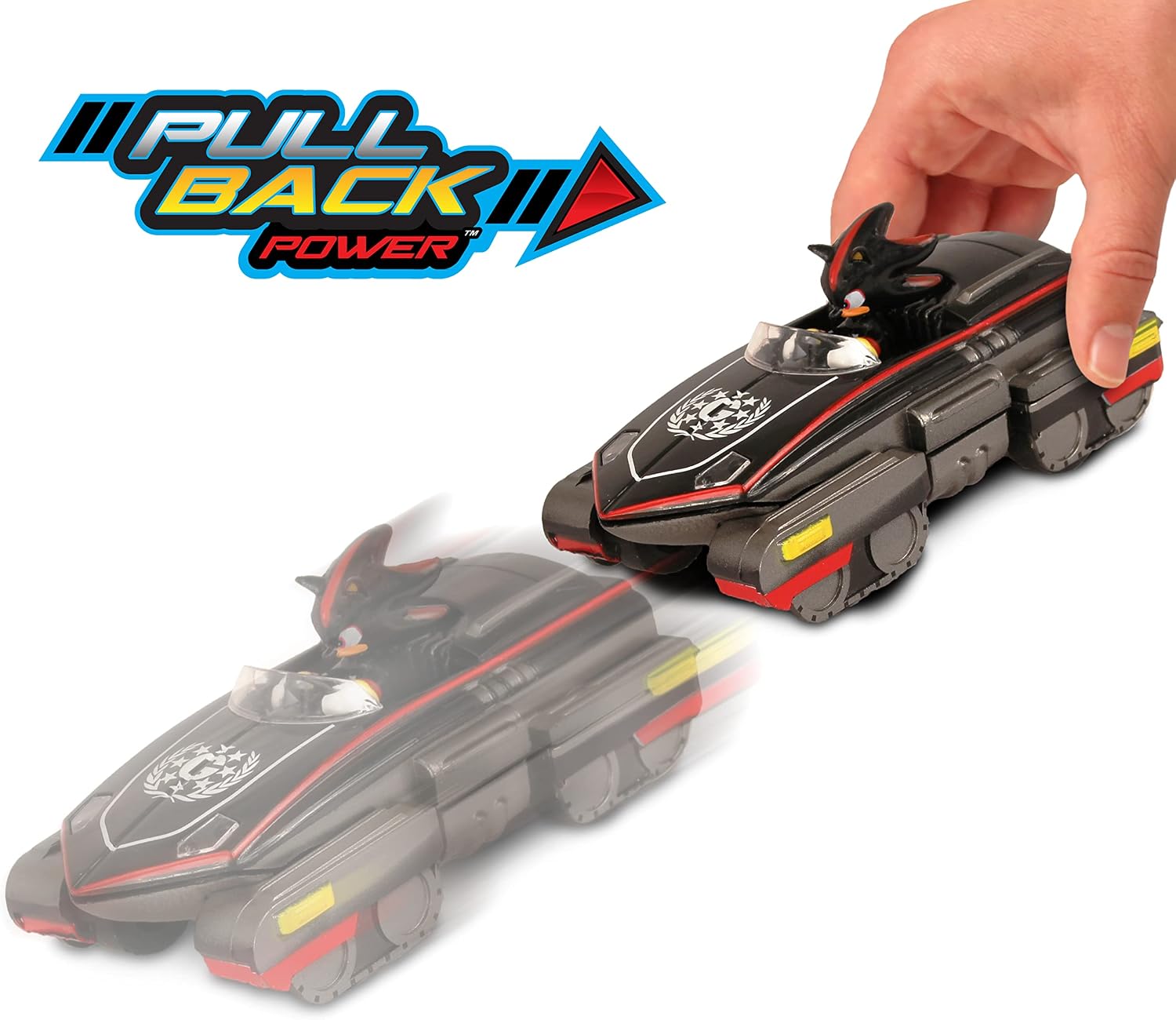 NKOK Sonic The Hedgehog All-Stars Racing Transformed Shadow Pull Back Racer; No Batteries Required; Pull Back, Let go, and Watch Shadow Race