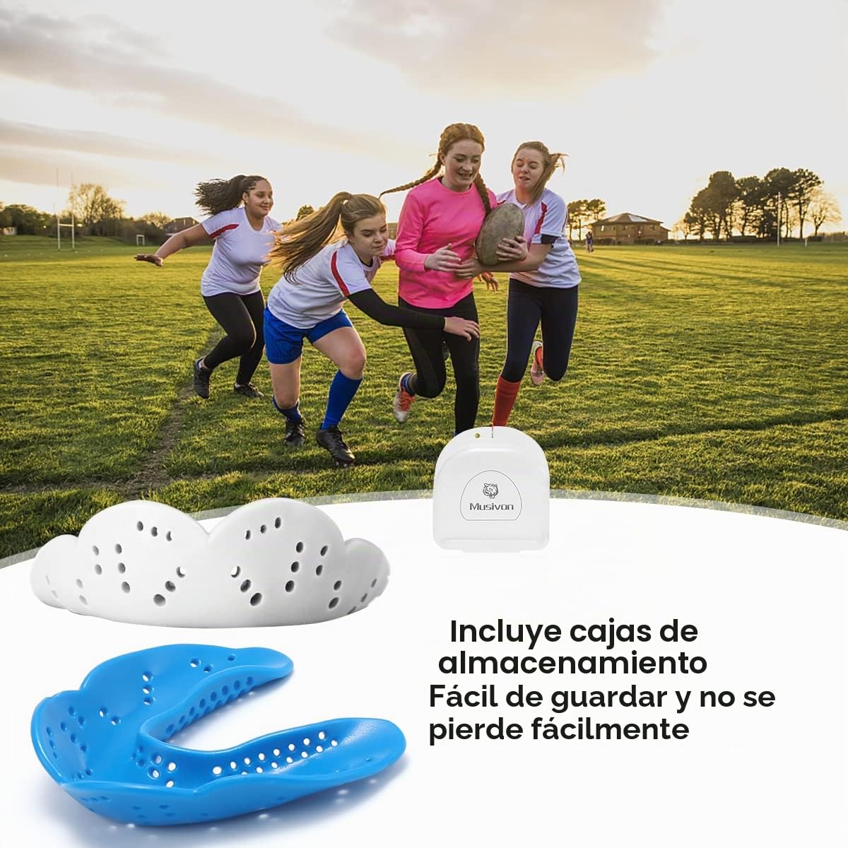 Protector bucal Unisex Adulto 1.6mm - Protector bucales adolescentes, Cómodo de llevar y fácil de respirar (2 Paquetes)