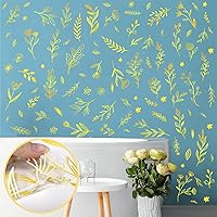 Vista 13 de Kazova Calcomanías de pared de hojas florales, calcomanías de pared de flores silvestres negras, ramo de plantas botánicas, calcomanías de pared