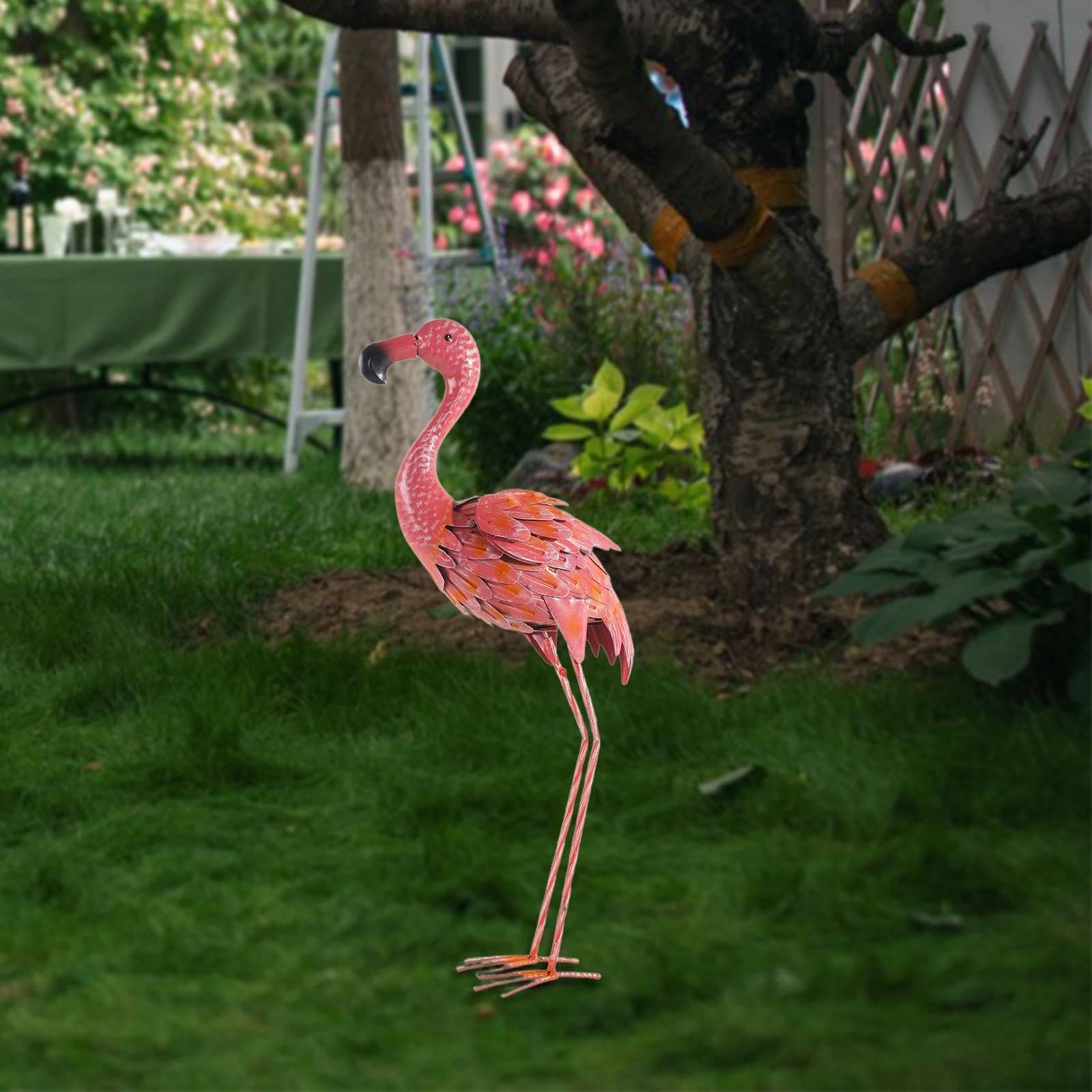 Gralara Statua del Fenicottero delle Figurine Animali Ornamento del Paesaggio Scultura del Giardino per Il Giardino all'aperto