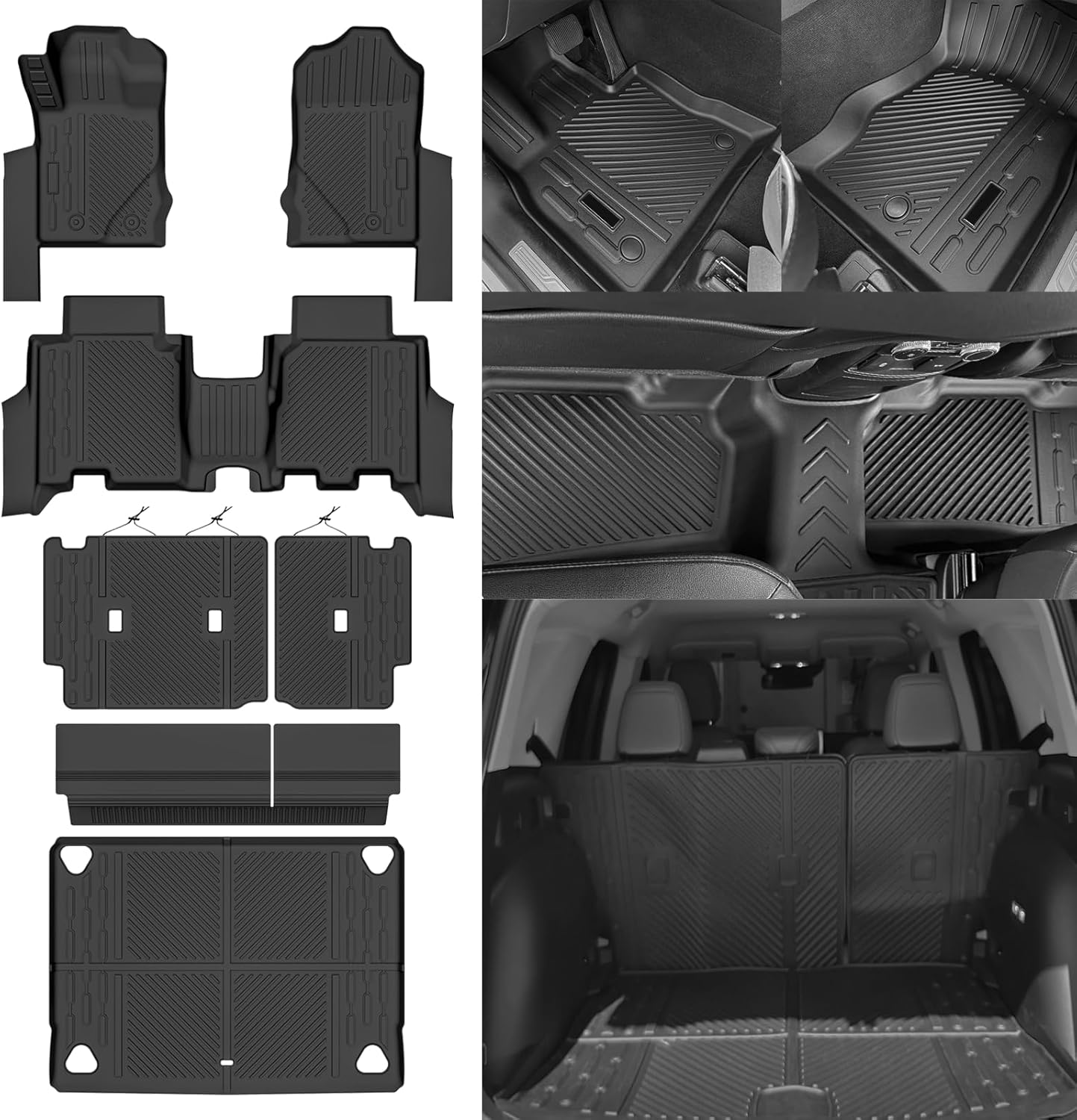 All Weather Floor Mats Fit for Ford Bronco 4 Door 2021-2025 Floor Mats & Trunk Mat & Backrest Mats Replacement for Ford Bronco 4 Door Accessories All Season Odorless Anti-Slip Floor Liner Bronco 4 Door|2021-2025