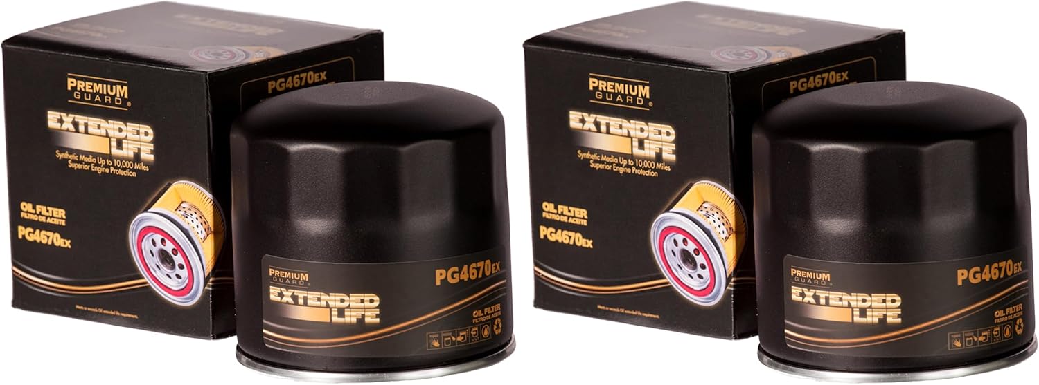 Premium Guard Extended Life Oil Filter up to 10k Miles PG4670EX | Fits 2009-2024 Nissan NP300, 2003-2007 Dodge Ram 1500, Ram 2500, 2001-2008 Chrysler Sebring, 2005-2007 300 (Pack of 2)