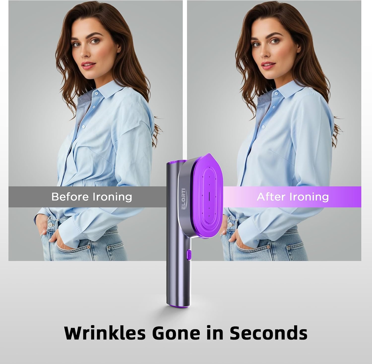Portable Travel Steamer for Clothes, Rotatable Head 2 In 1 Iron, 100-220V 1200W 10s Fast Heat-Up for Office&Home&Hotel&Business Trip&Meeting, Quickly Iron Shirts/Suits/Pants Smooth (Purple)