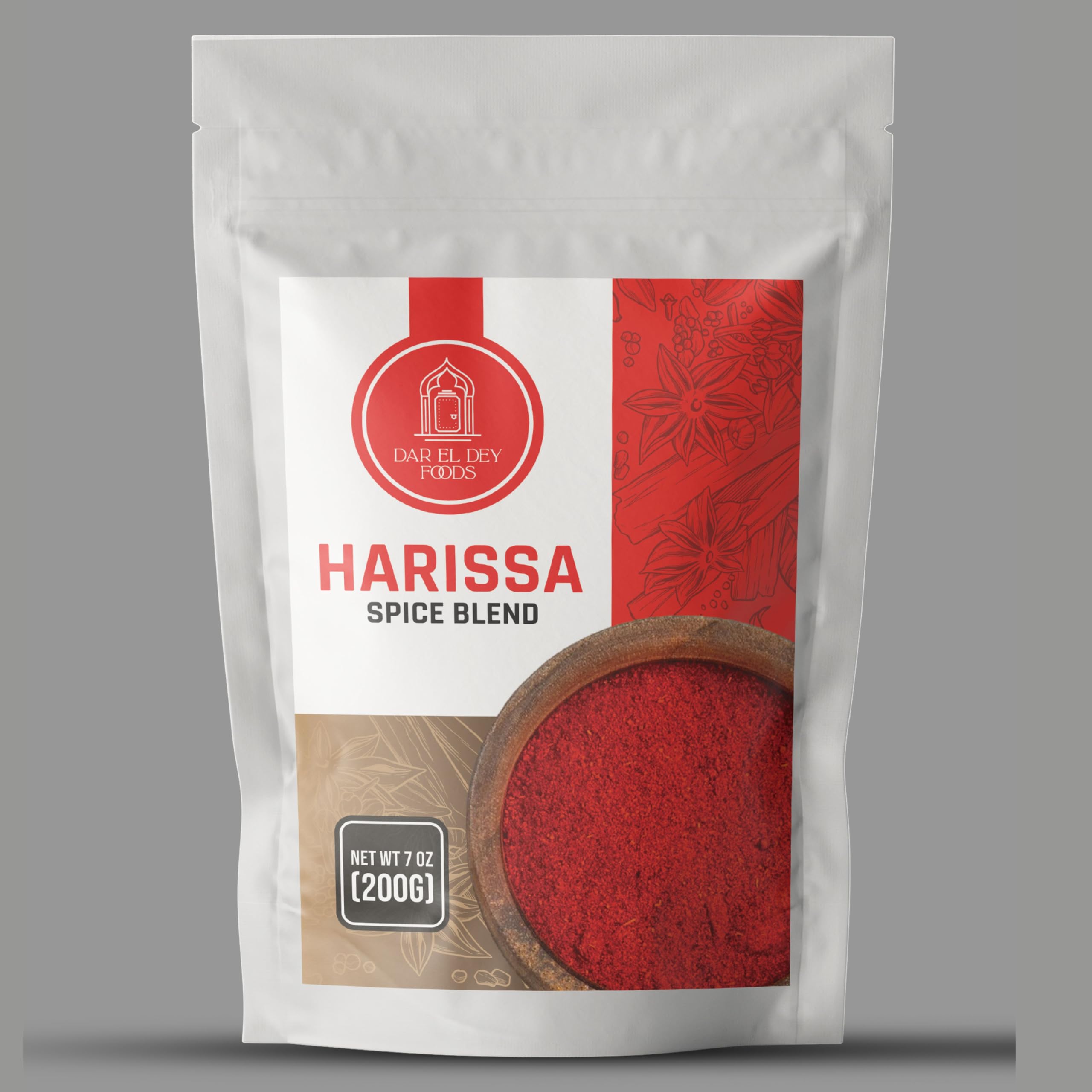Harissa Seasoning - XL Family Size 7oz (200g) - Perfect for Meats, Marinades, Stews - Non-GMO -Reseable Bag
