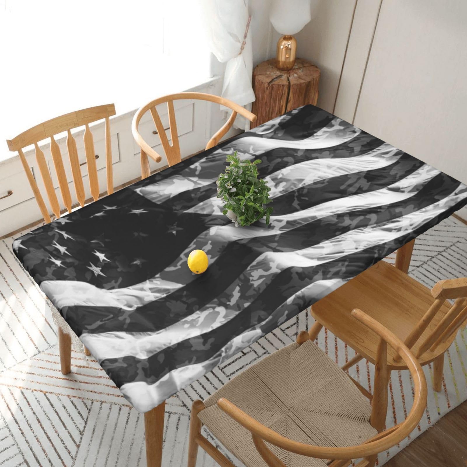 BNVSADC Camo American Flag Printed 5FT Tablecloth Polyester Kitchen Water Resistant Table Cloth Dining Table Decoration Table Covers, 152x76 CM