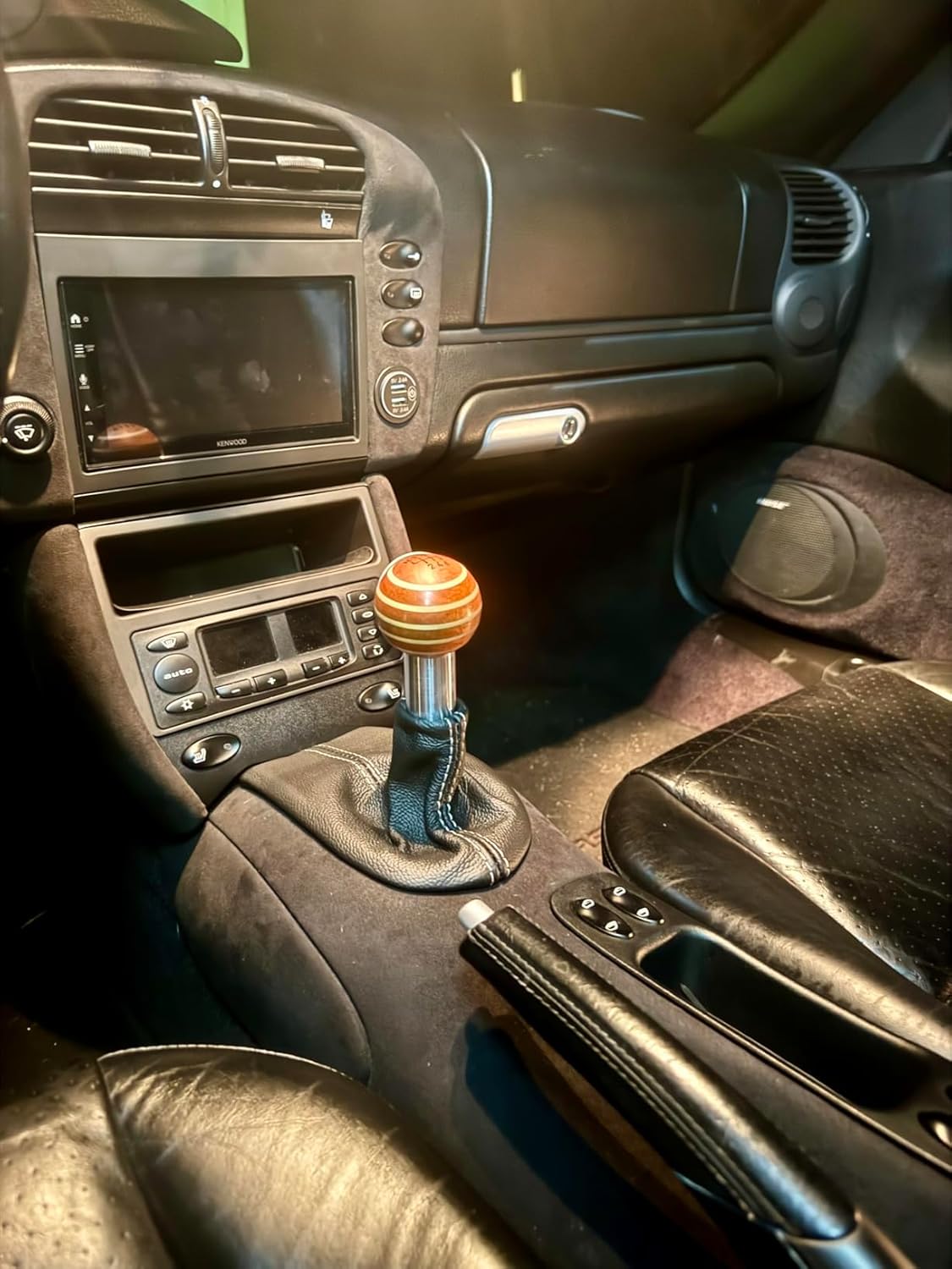 Compatible With Porsche Boxster 911 986 996 1997 1998 1999 2000 2001 2002 2003 2004 Genuine Leather Manual Shift Boot Cover (Made In USA) (Beige Stitch)