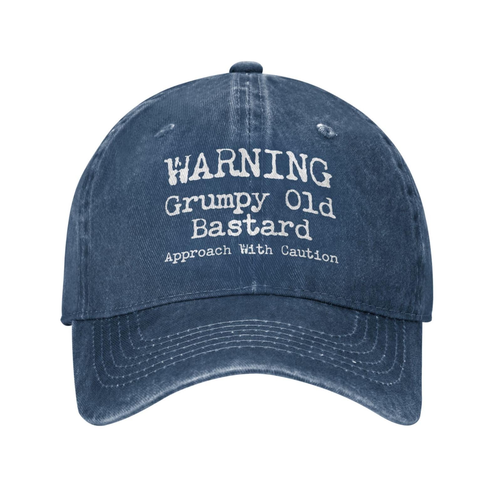 Kwqdozf Unisex Navy Blue Funny Cap Warning Grumpys Old Bastards Cap Men Dad Hat Funny Caps