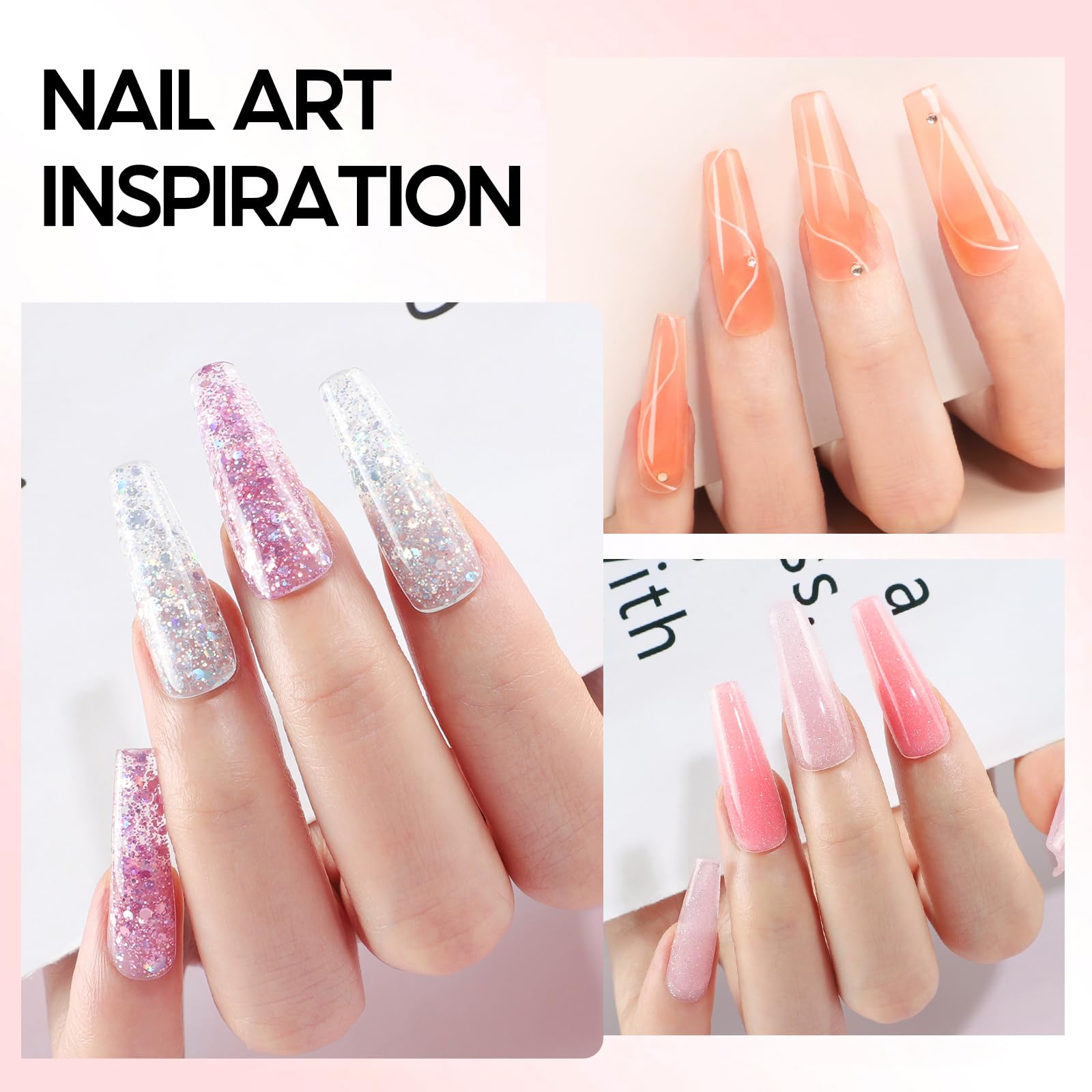 COSCELIA Poly Nail Ongle Gel Kit 40pcs, 18 x 16ML Professionnel Poly Extension Tube Gel avec Base et Top Coat Faux Ongles, 30ml Slip Solution Nail Art Outil