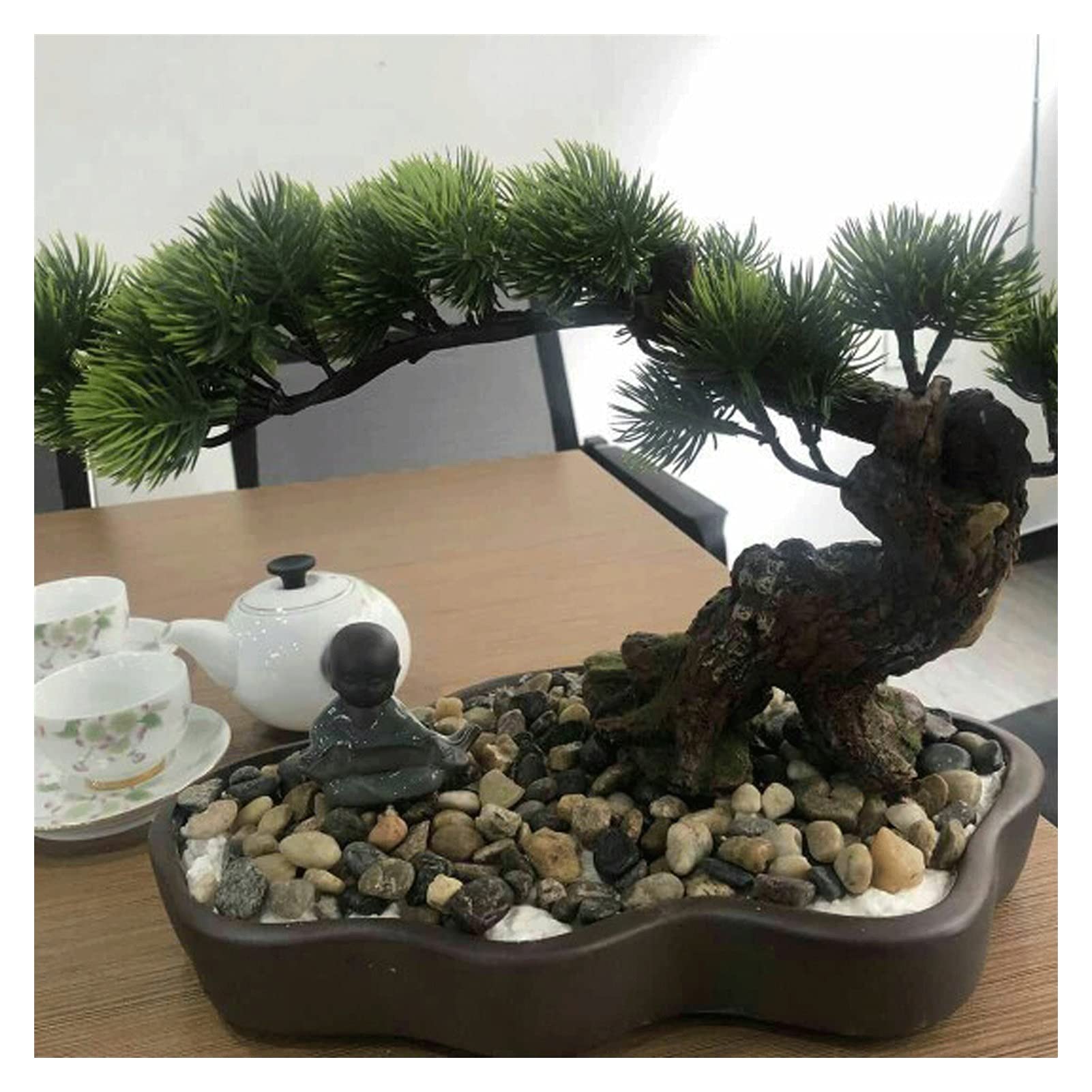 Sztuczne Bonsai 8 cali sztuczna sosna Bonsai, realistyczna dekoracja ze sztucznych roślin, sztuczne rośliny doniczkowe, do ekspozycji na biurku, dekoracje do ogrodu Zen Sztuczne dekoracje roślinne