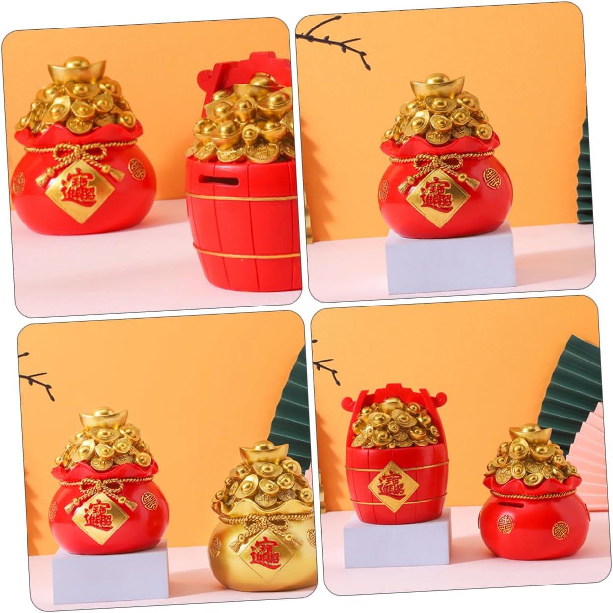 Hemoton 2pcs Storage Piggy Banks Bag Bucket Jars for Festivals Year Decor Boys and Girls Savings Bank and Festive Design for Home Office