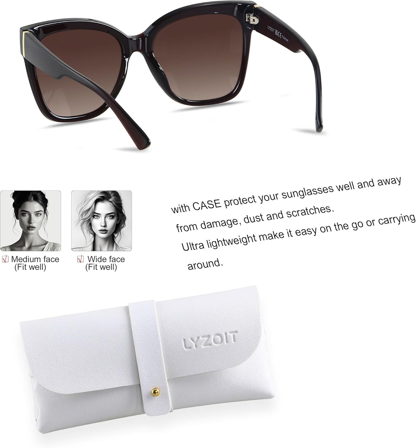 LYZOIT Trendy Oversized Cat Eye Polarized Sunglasses for Women Big Large Cateye Sun glasses - Image 2