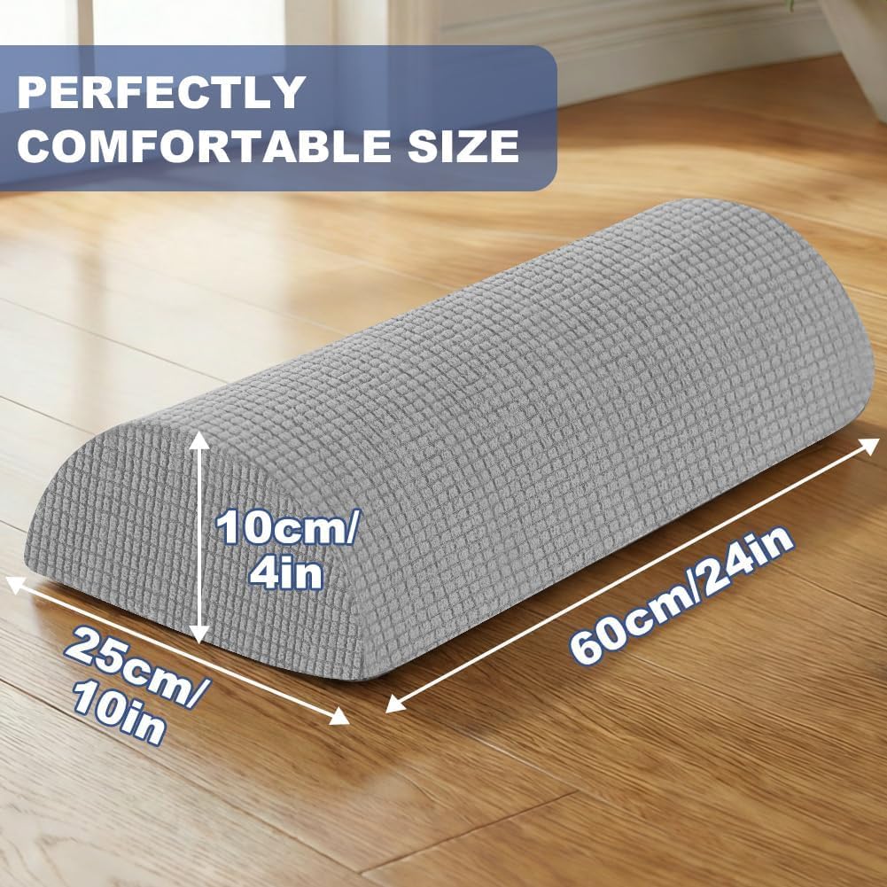 DUJUIKE Cuscino a Mezzaluna Con Cinghie, Cuscino Per Gambe,Cuscino lombare e ginocchia, Gambe e Schiena Per Alleviare Il Dolore, La Federa è Lavabile in Lavatrice, 60 X 25 X 10 cm (Grigio Chiaro)