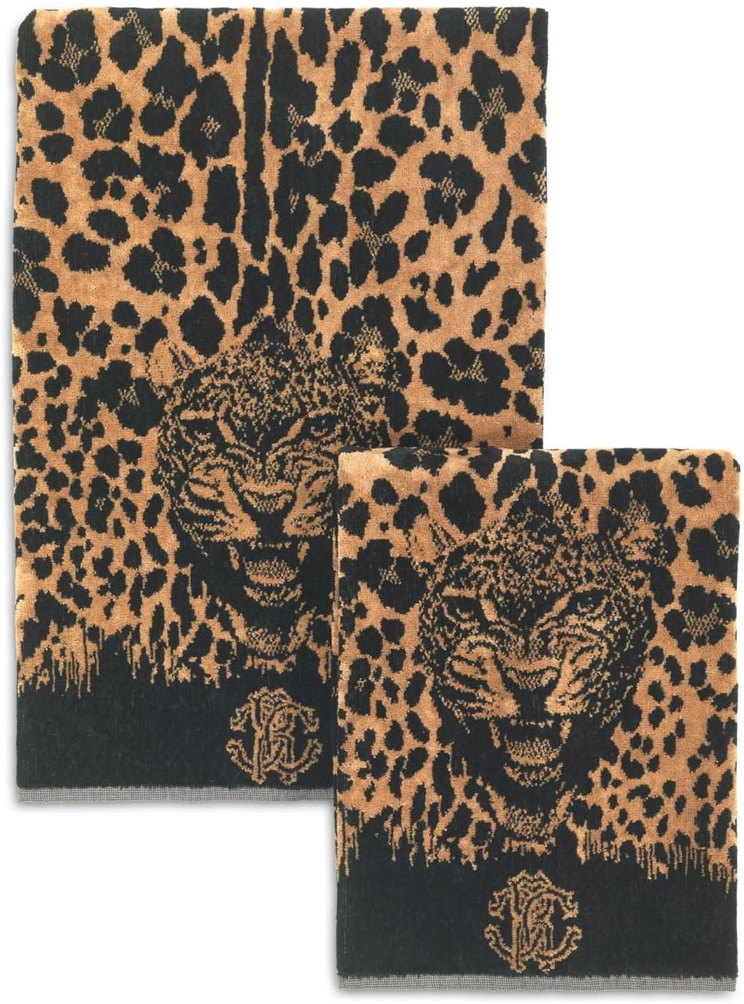 Roberto Cavalli Coppia Asciugamani in Puro Cotone Art. Wild Jaguar - Mattone