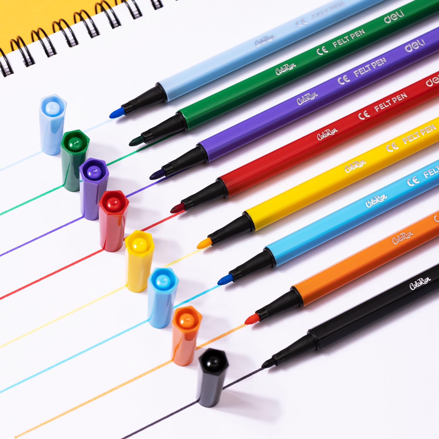Deli Silindir Tüp Keçeli Kalem 12'li ColoRun