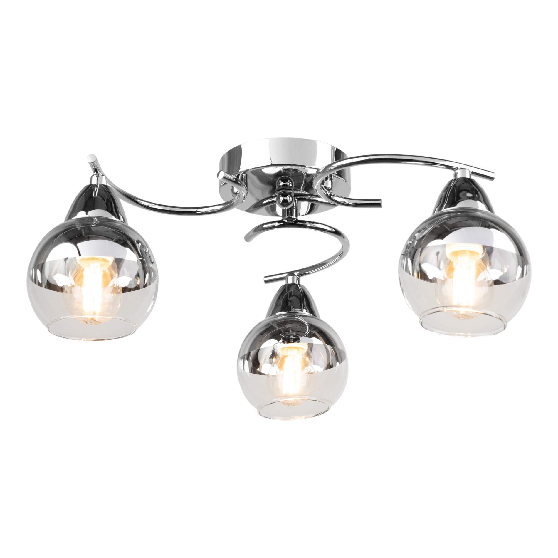 Lighting Supermarket Chrome Astro 3 Light Semi Flush Ceiling Light With Clear Glass Shades - Modern Design For Hallways, Bedrooms, And Living Areas