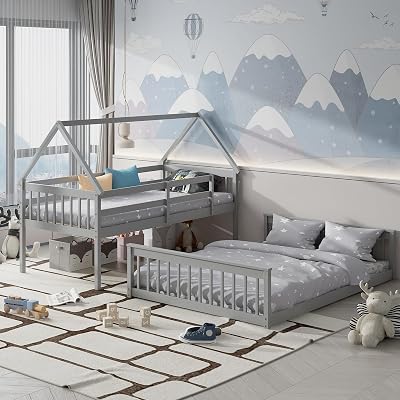 Giantex Wood Twin Over Full Bunk Bed, Solid Wood Barbados | Ubuy
