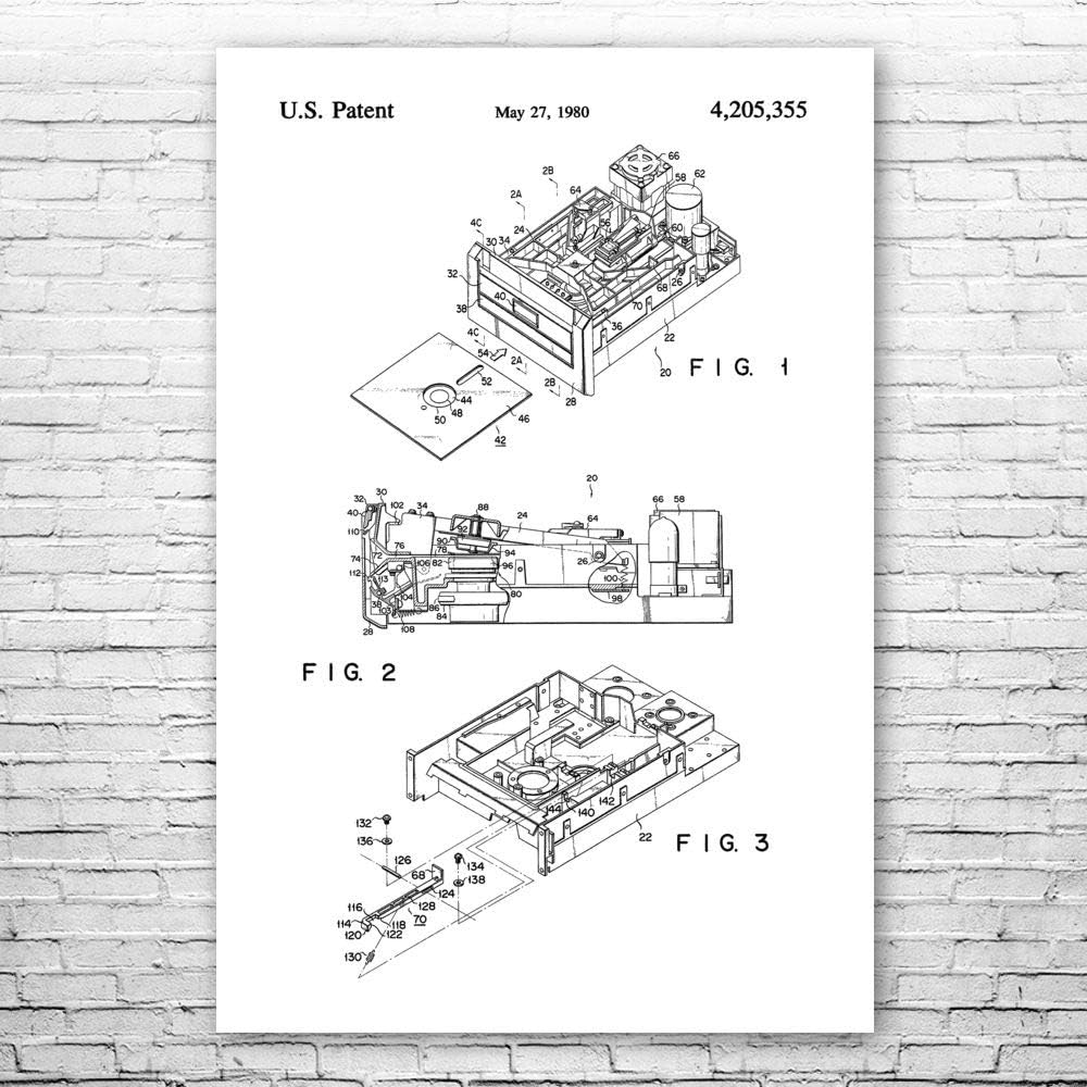 Floppy Disk Drive Poster Print, Computer Science Art, Programmer Gift, Disk Drive Art Print, Computer Lab Art Black & White (11 inch x 17 inch)