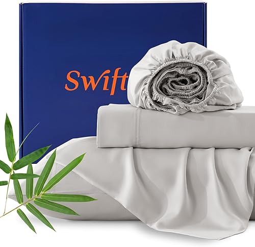 Juego de sábanas King de 4 piezas 100% viscosa orgánica derivada de bambú, ultra suaves y refrescantes, bolsillo profundo para colchones de 16