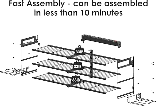 Miniatura 31 de CCCEI Almacenamiento de herramientas de garaje con estación de carga. Organizador de batería para herramientas eléctricas Estante de utilidad