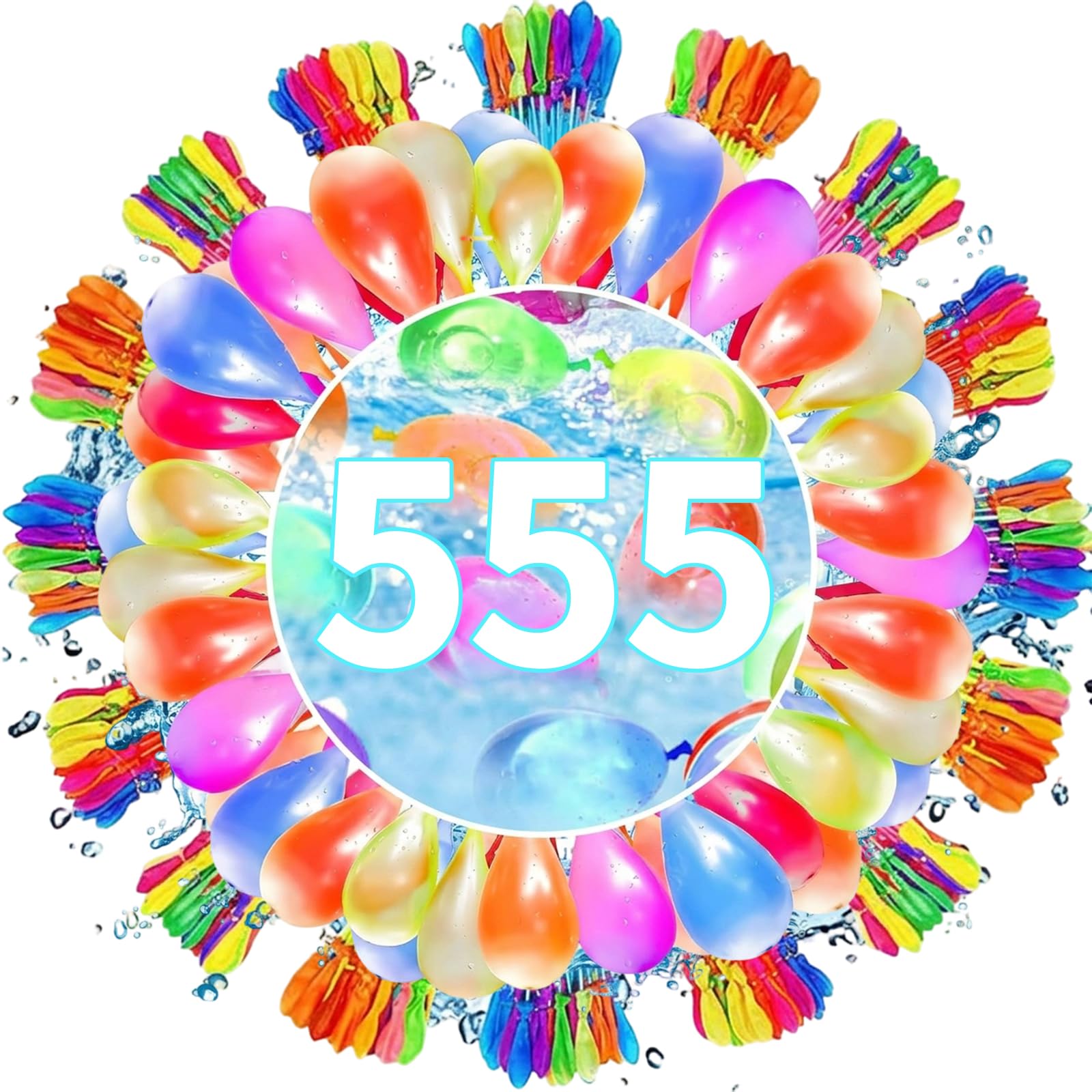 555 PCS Self Sealing Water Balloons, Quick Fill Water Balloons for Kids Easy Fill, Vibrant Color Water Bombs, Summer Outdoor Pool Beach Party Water