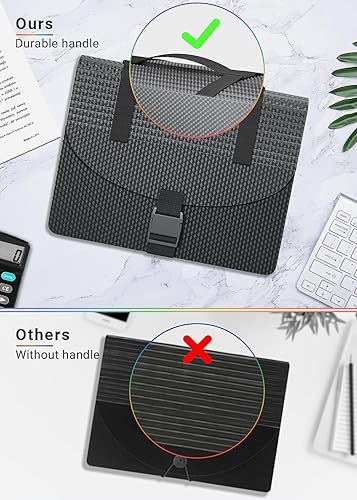 Miniatura 4 de TOPCJ Carpetas de archivos expansibles con asa, organizador de archivos de acordeón, 13 bolsillos expandibles, caja de archivo portátil, correa de