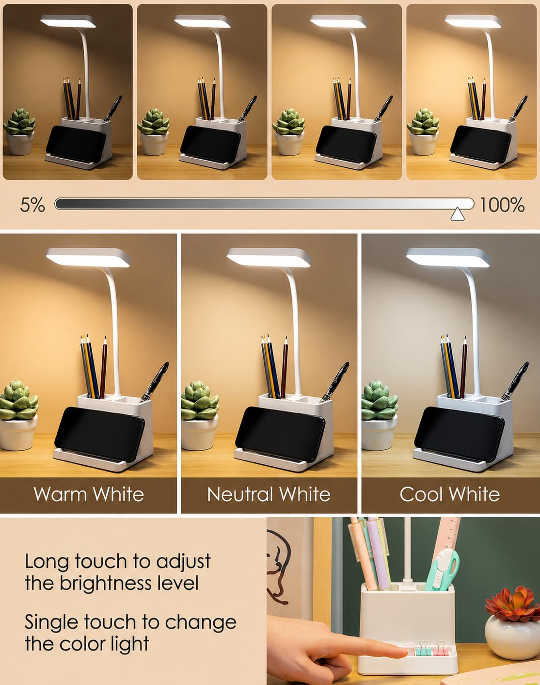 SaleOn Rechargeable LED Study Lamp with Flexible Gooseneck