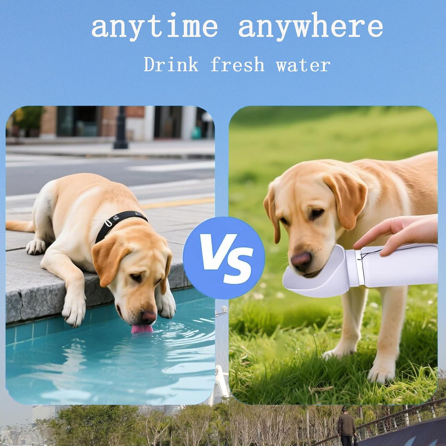 Foldable Portable Dog Water Bottle, 2 in 1 Integrated Collapsible Dog Water Bowl & Travel Dispenser, Leak-Proof Portable Pet Water Cup Ideal for Outdoor Walking, Hiking, Daily Travel(Gray)