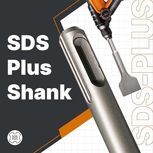 Miniatura 7 de Vearter SDS Plus Martillo eléctrico de vástago para mampostería, ranura de punto de mampostería, broca de cincel plano para azulejos, cemento,
