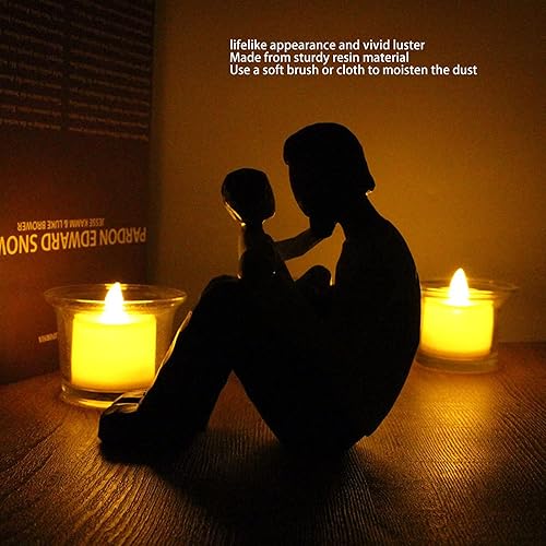 Miniatura 2 de Estatua de padre e hijo, apariencia realista, exquisita artesanía, figura de padre e hijo, material de resina resistente, figura pintada a mano y