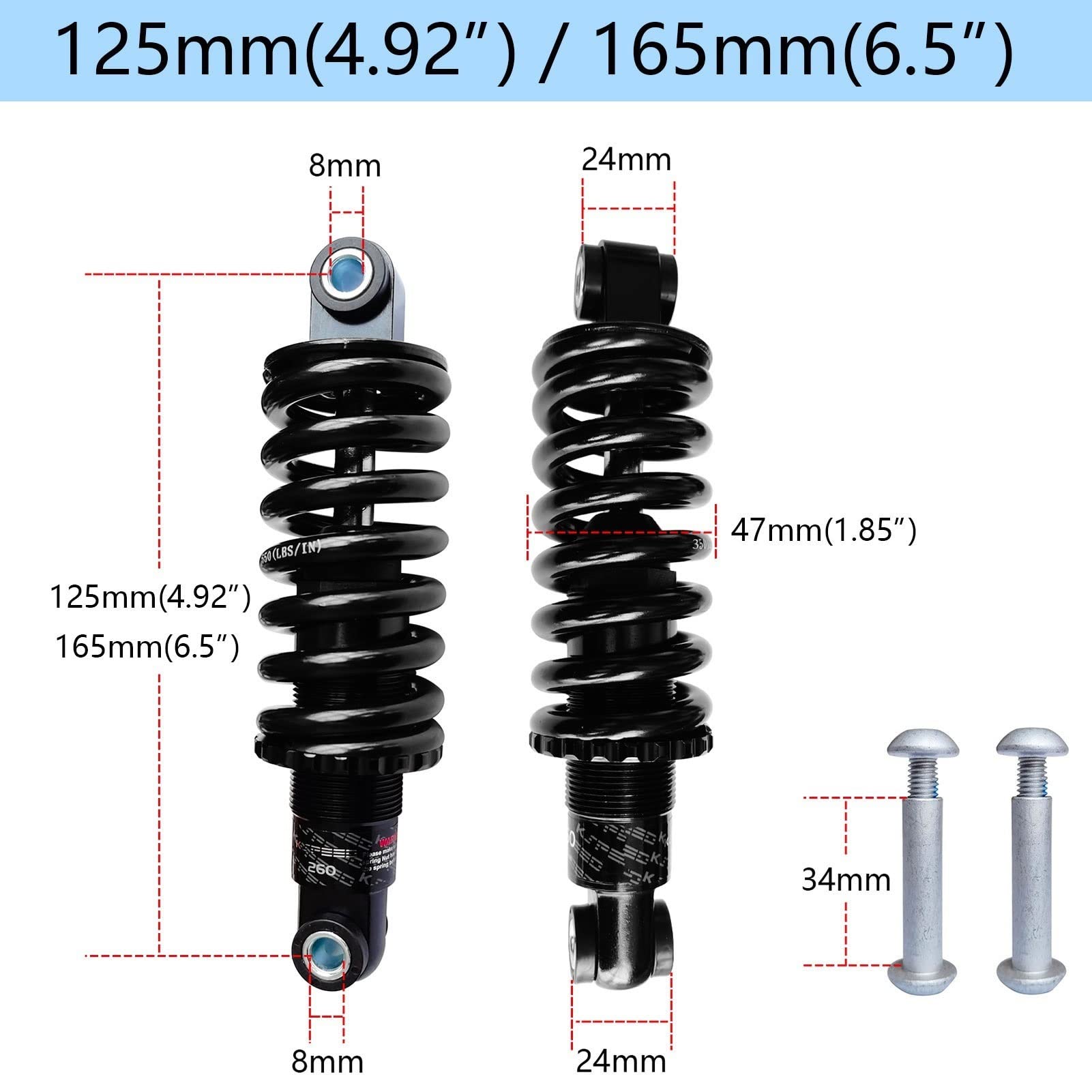 RockShox Damper Shaft for Deluxe/Super Deluxe Coil, 37.5-45mm