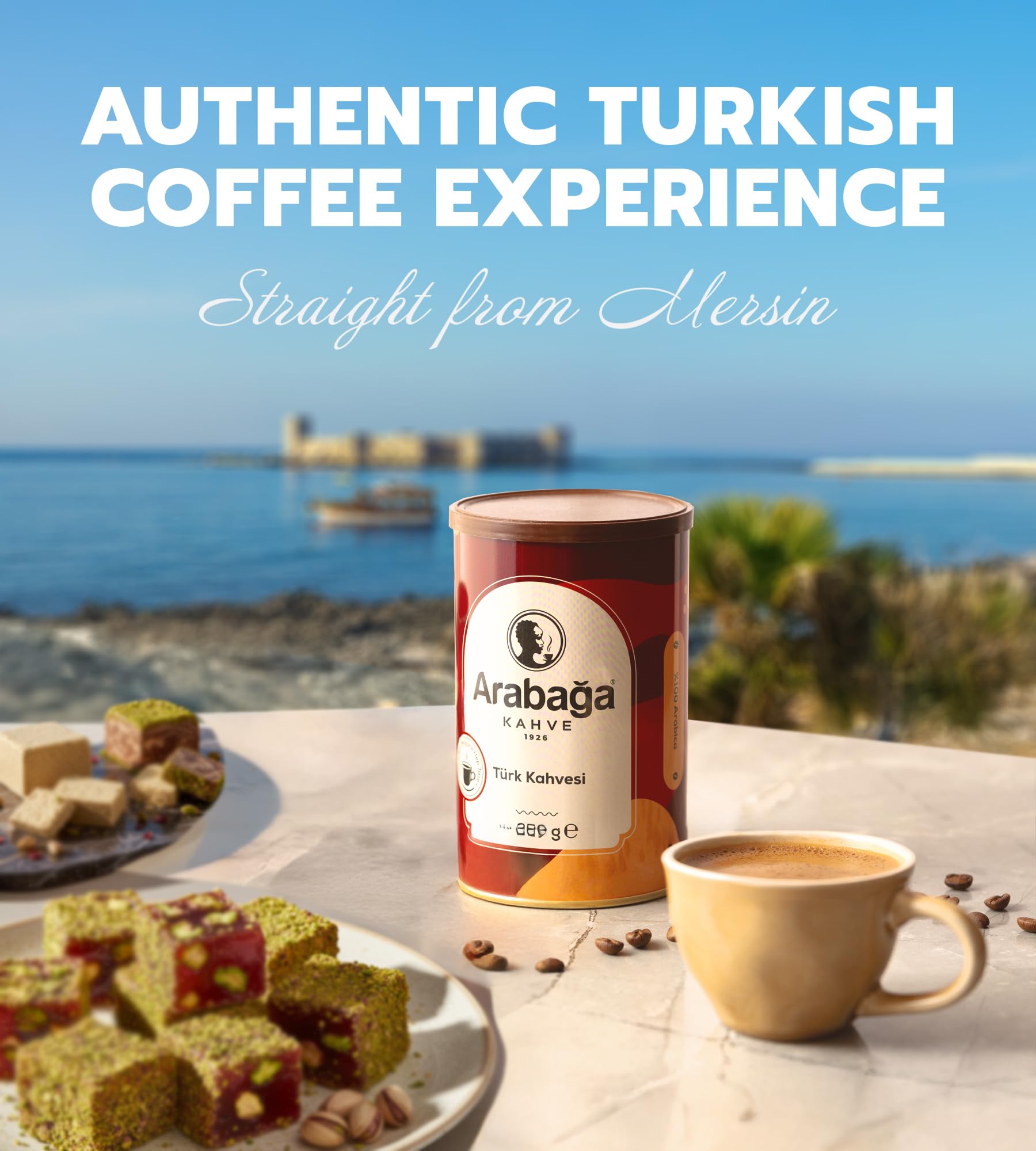 Café Turc Arabaga - Café Moulu Gourmet Torréfaction Moyenne,100 Ans de Tradition, Parfait pour les Amateurs de Café, 250g
