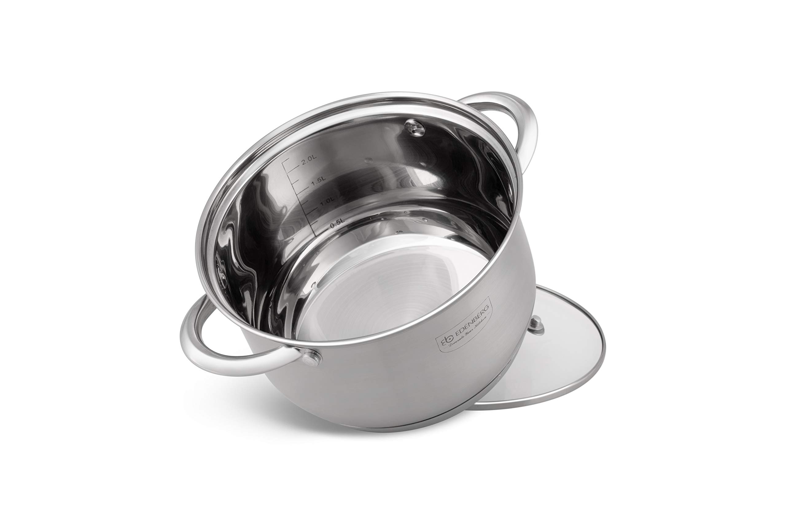 Edenberg Lot de 12 casseroles eb-4000 en acier inoxydable chromé et acier inoxydable INOX18/10. Idéales pour cuisinières à gaz, électriques, halogènes, céramiques et induction.