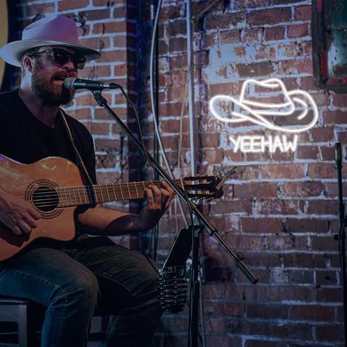 Miniatura 6 de NXYX Cowboy Hat Neon Sign Cowboy LED Sign for Wall Decor USB Powered White Cowboy Hat Neon Light for Gameroom, Bedroom, Livingroom, Bar, Office,