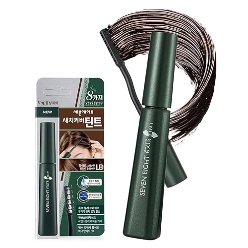 SEVEN EIGHT Tinte de cobertura gris (marrón claro, 1 unidad) de cobertura rápida para retoque de raíces, corrector resistente al agua, cepillo de