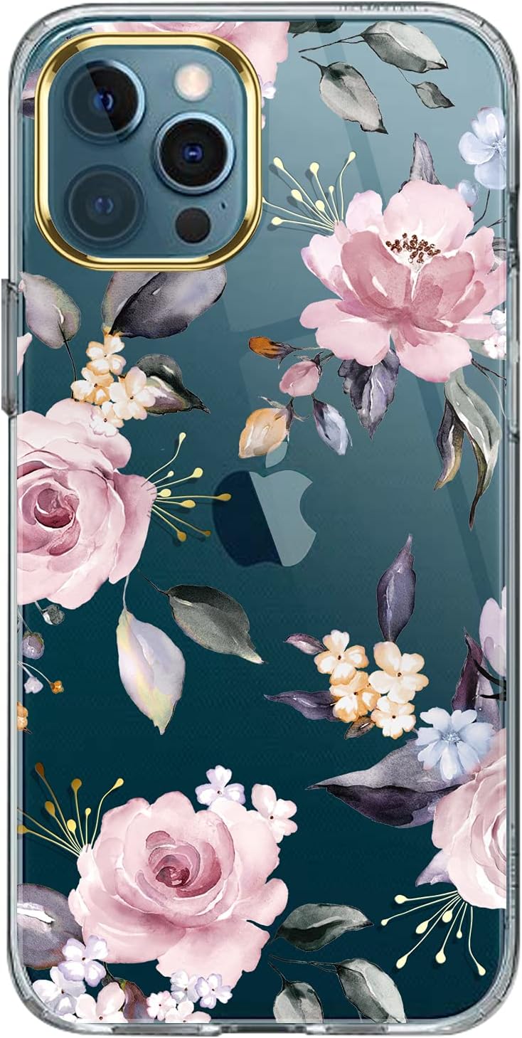 luolnh iPhone 11 Pro Max Case,iPhone 11 Pro Max Cute Case with Flowers,for Girly Women,Shockproof Clear Floral Pattern Hard Back Cover for iPhone 11 Pro Max 6.5 inch 2019-Pink Flower