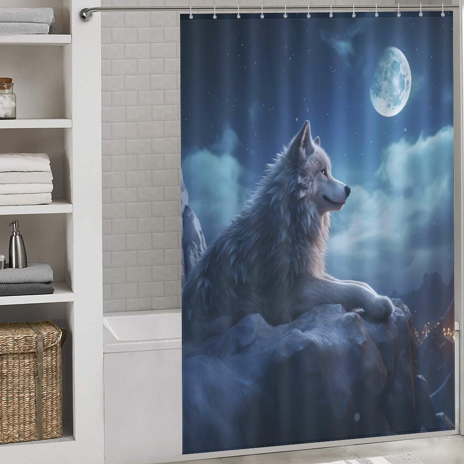 Rideau de douche renard en tissu lavable pour une salle de bain chaleureuse