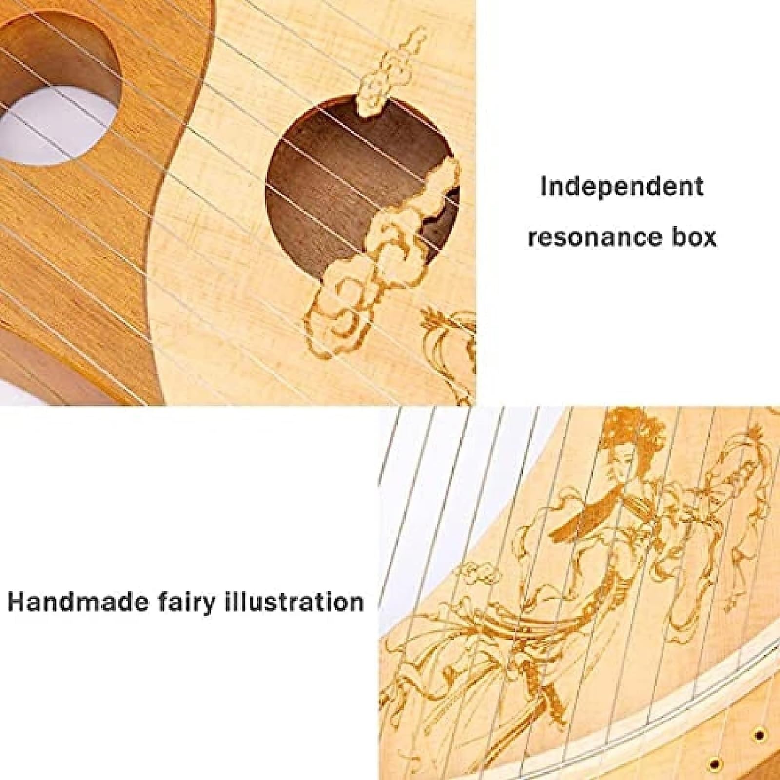 Lye Harp Tuning Wrench für Holzharfen mit 19 Saiten - Gitarren-ähnlicher Klang für Musikliebhaber, Kinder und Erwachsene