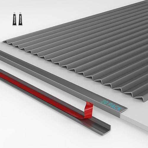 Paquete de 20 molduras para bordes de azulejos, 12''x0.4'' despegar y pegar moldura de aluminio para salpicadero, revestimiento decorativo