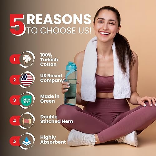 Miniatura 4 de Infinitee Xclusives Juego de 2 toallas de baño blancas de algodón turco de calidad de spa y hotel