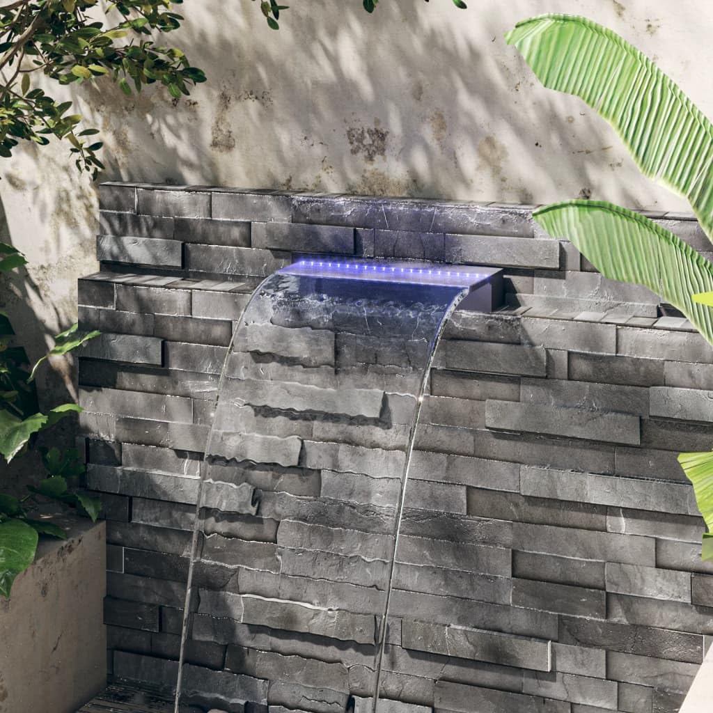 Elemento a cascata con LED RGB in acrilico, 45 cm, decorazione da giardino per laghetto e piscina, con telecomando, resistente alle intemperie, a risparmio energetico, versatile, per terrazza