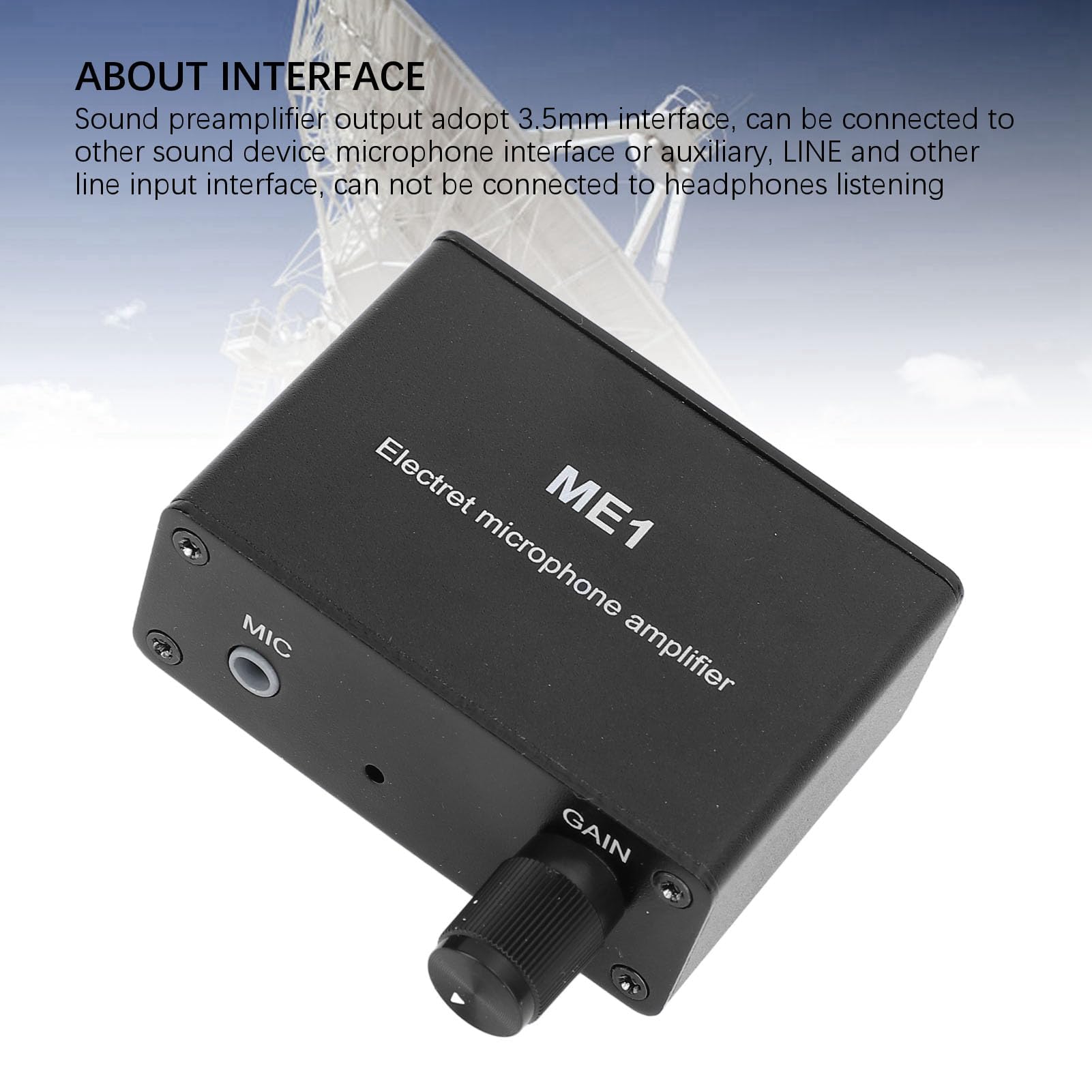 Amplificateur de Microphone à Condensateur - Préampli Son avec Gain Réglable 0-20dB - Entrée 3,5mm pour Casque