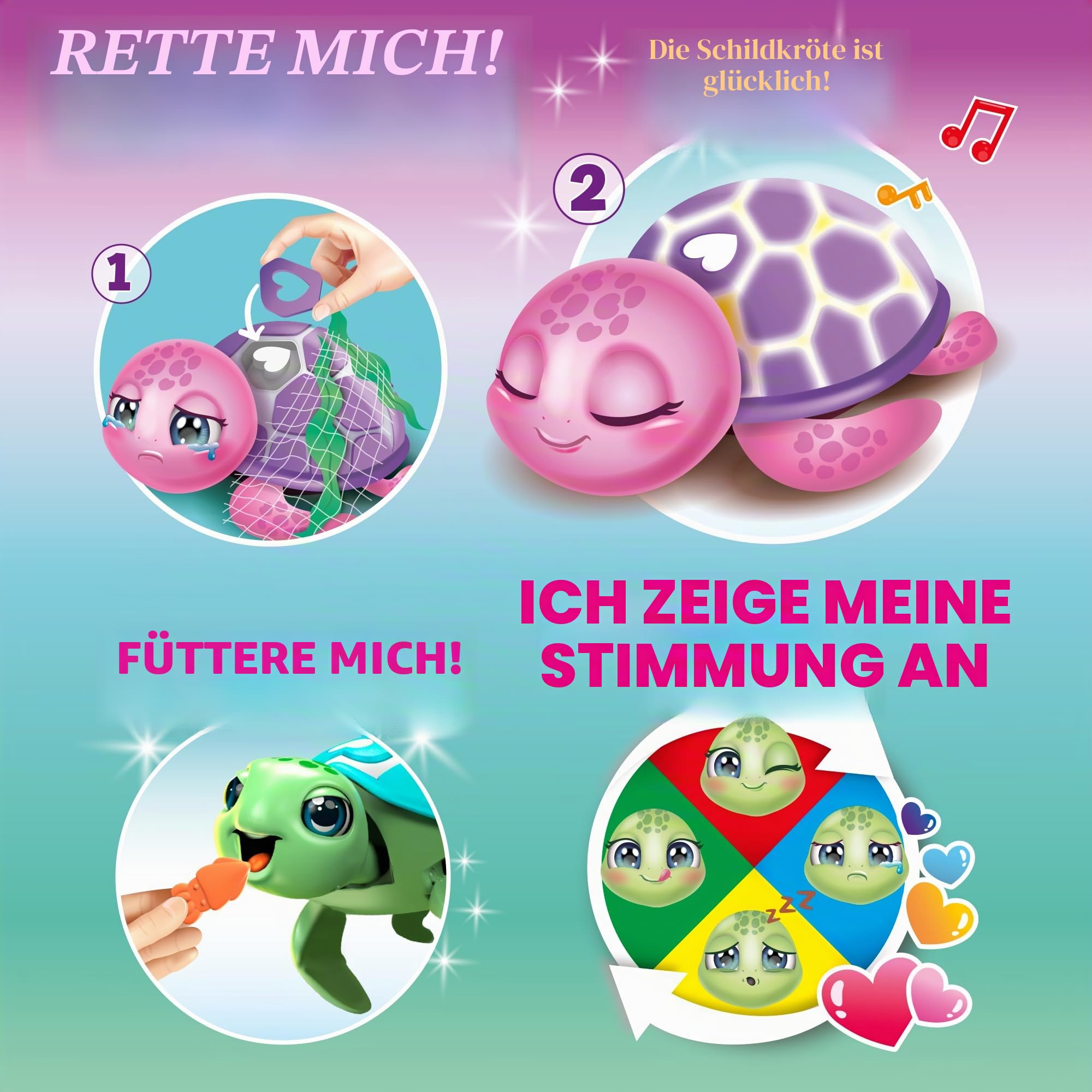 Bizak Speichern Sie die rosa Schildkröte, interaktives Haustier für Jungen und Mädchen, unboxing Erfahrung, reinigen und kümmern Sich um Ihr interaktives Tier mit Reaktion und Ton, Pflegespiel