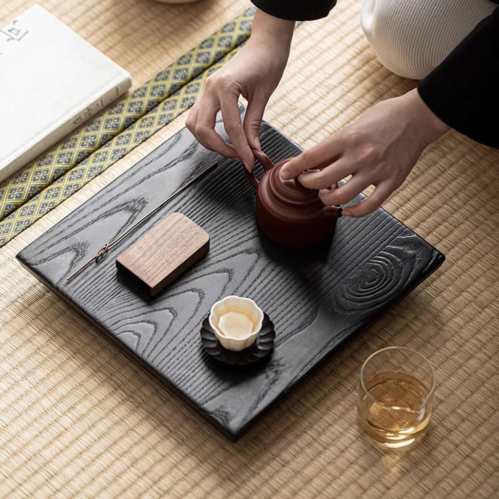 Plateau carré en Bois Massif Fait Main - Plateau décoratif Moderne pour thé, café et collations - Décoration d'intérieur élégante pour des réceptions élégantes