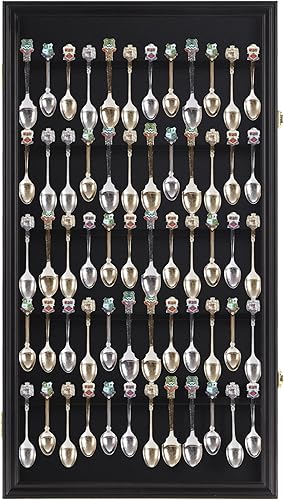 Miniatura 9 de 60 cucharas de recuerdo para cuchara de té, vitrina, gabinete de pared, protección UV, bloqueable negro