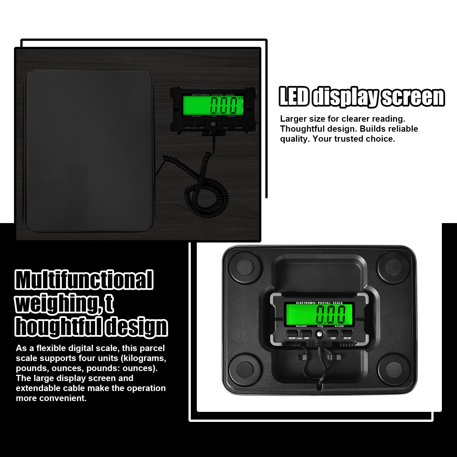 Balance Colis, Balance Professionnelle, 200kg/50g Haute Précision Pese Colis Avec Fonction Hold/Tara, Balance Postale Digitale Avec Écran LCD Pour Industrielle, Bagages, Bureau, Voyage
