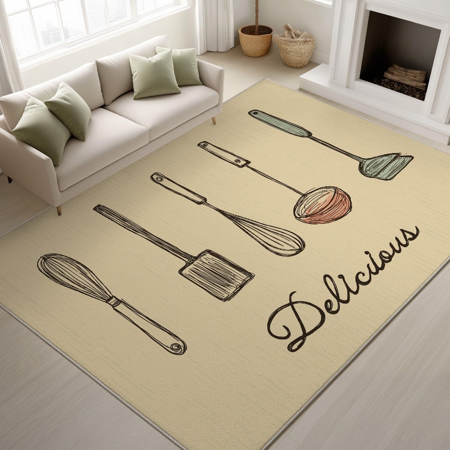 Genérico Dywan do salonu beżowy antypoślizgowy dywanik zmywalny 160 x 230 cm, vintage ręcznie robiony kuchnia zastawa stołowa dywan z krótkim włosiem w pralce maty do salonu sypialni
