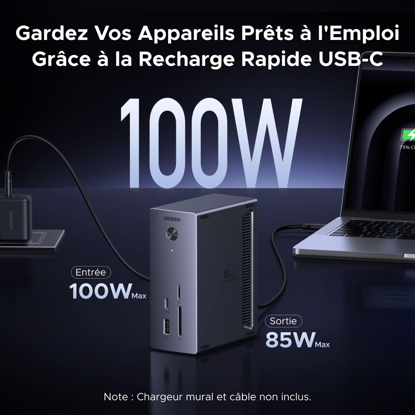 UGREEN Revodok Pro 10Gbps Docking Station USB C 10 en 1 Multiport | Avec Boîtier SSD M.2 NVME, HDMI 4K 60Hz, 10Gbps Transfert Rapide, PD 100W Charge, Ethernet Gigabit, Lecteur Carte SD TF