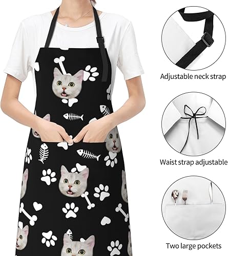 Miniatura 79 de Delantal unisex con babero ajustable personalizado para hombres y mujeres, delantales de cocina personalizados para fotos, 33 x 28 pulgadas Delantal