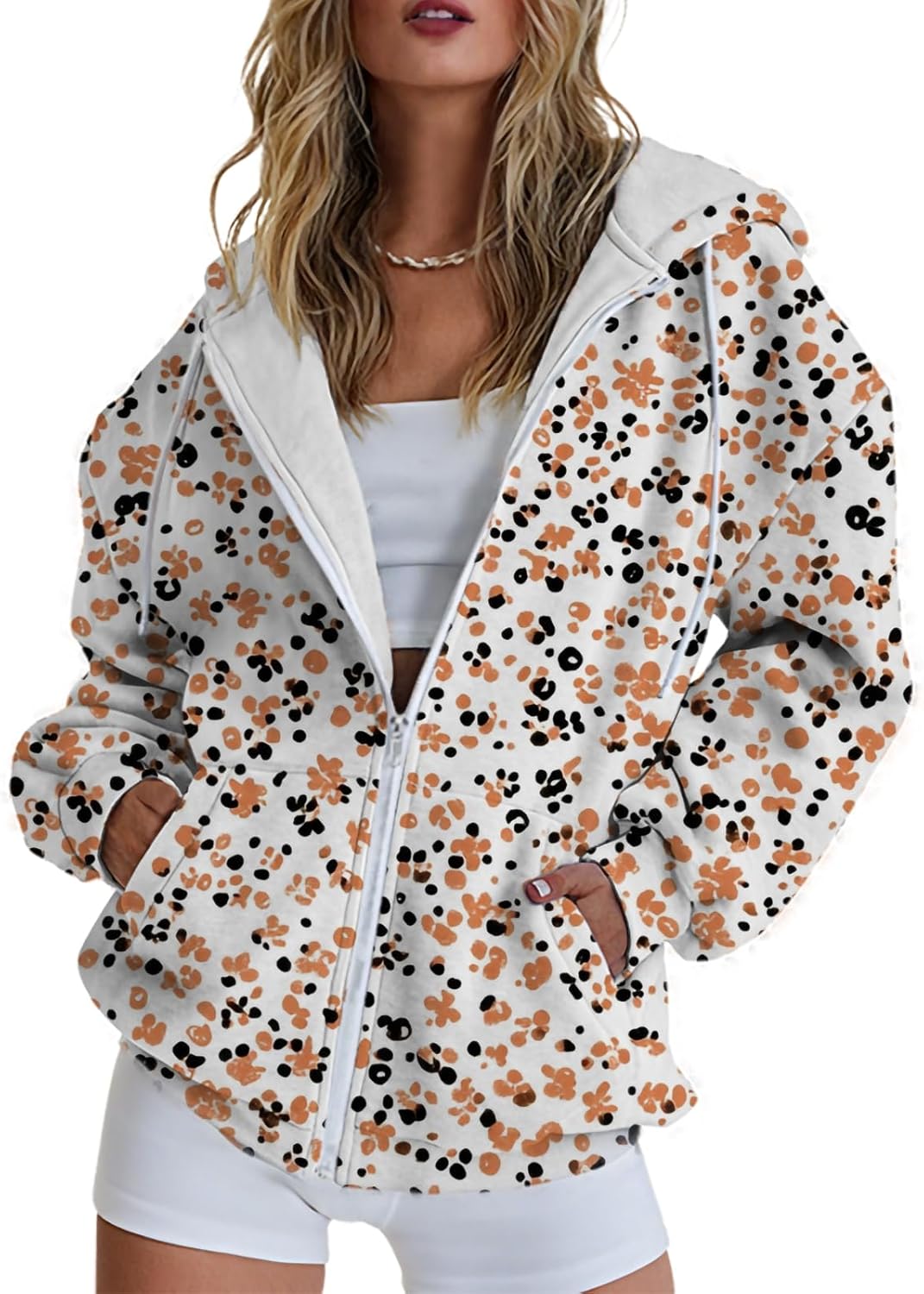 Hoodie Women Full Zip Up Long Sleeve Sweatshirts for Women 2025 with Pockets,Vibrant Casual Comfy Pullover