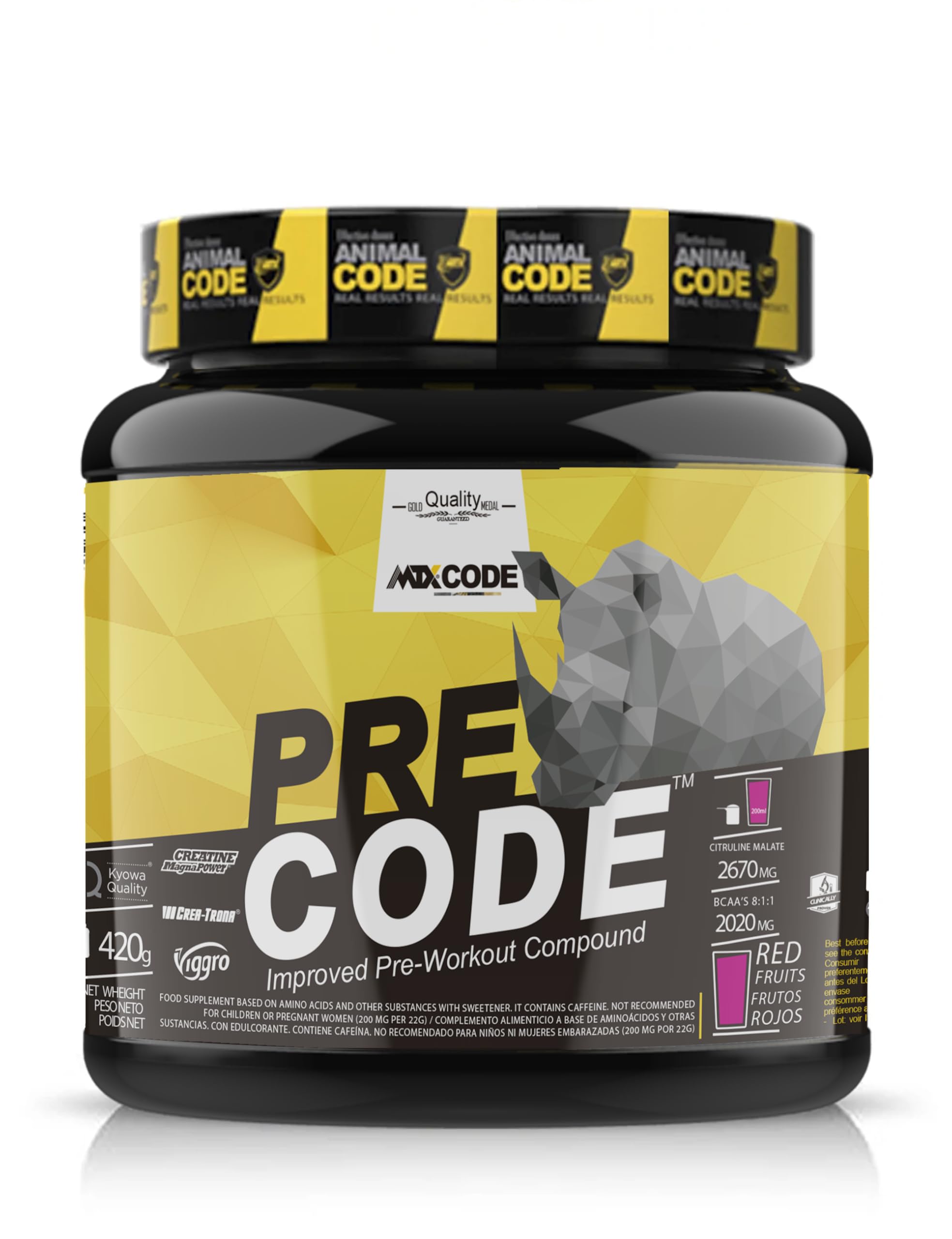 MTX nutrition PRECODE [420g.] BerryBlast - Pre-entrenamiento PREMIUM con 20 Ingredientes Activos en sus Dosis Efectivas. Despierta ti lado más salvaje y entrena en clave Animal